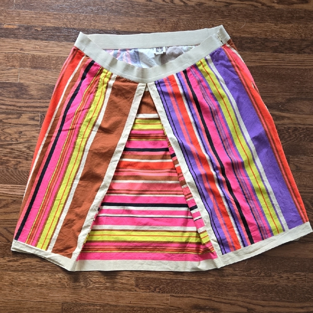 Anne Klein Multicolor Striped Circle Skirt in Pink, Purple, Orange and Yellow